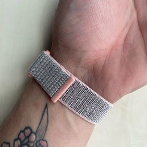 S/M 38mm Apple Watch Band - Velcro to close - Pink, Blue and Gray